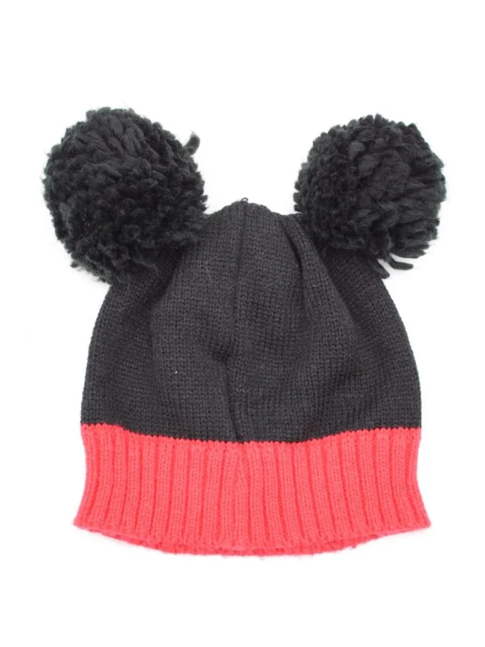 Disney Mickey Mouse Pom Pom Ears Beanie Hat Skull Cap One Size Youth